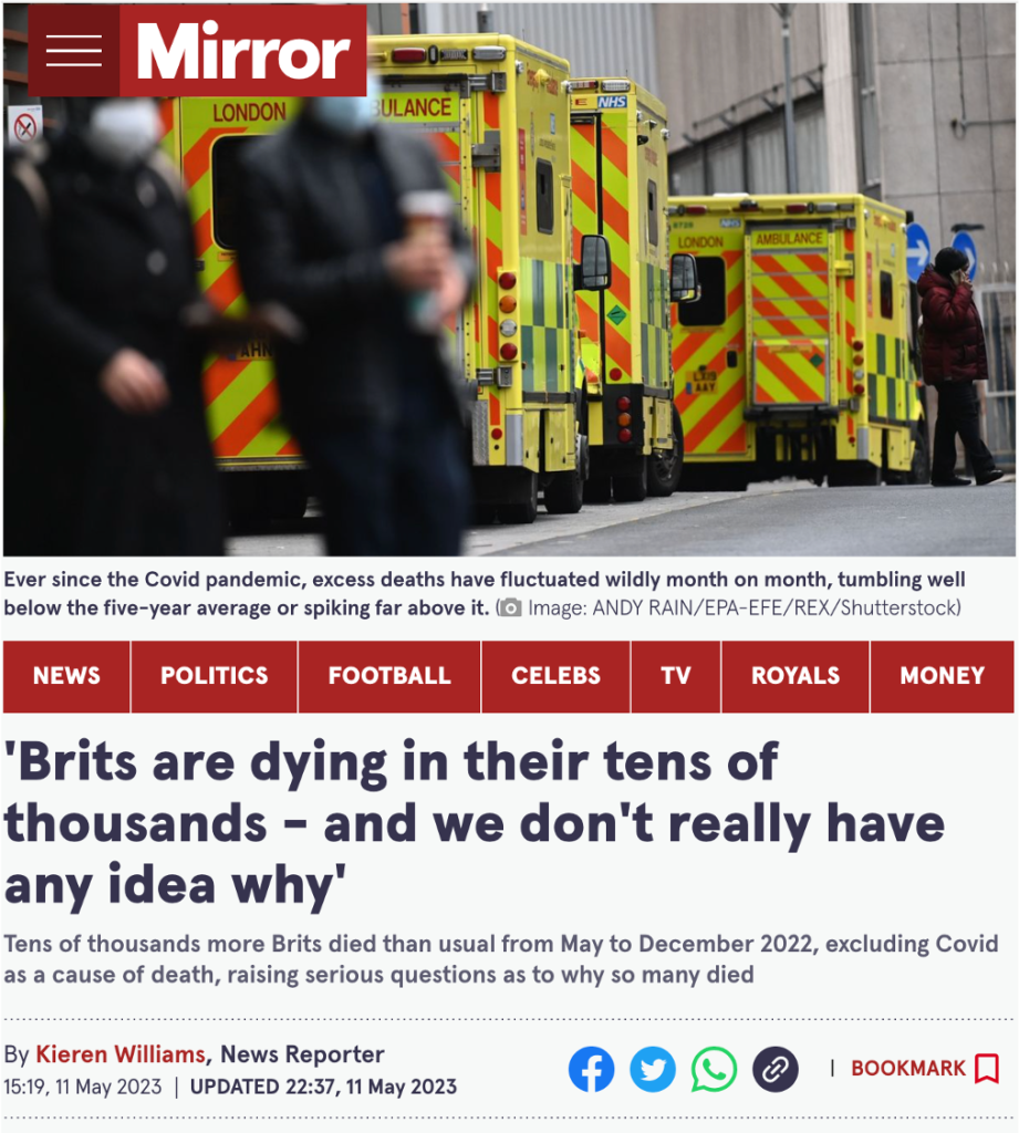 Mirror - Des dizaines de milliers de britanniques morts